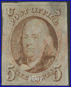 1 5c (1847) Franklin Used 4 Margins Nice Appearance with Faults