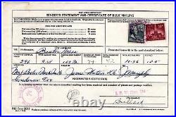 #1044 Liberty + 15c Prexy Certificate Bulk Mailing Boston MA 1957