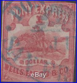 #143L3 PONY EXPRESS WELLS, FARGO & CO. FINE USED With BLUE CNL CV $900.00 HV412