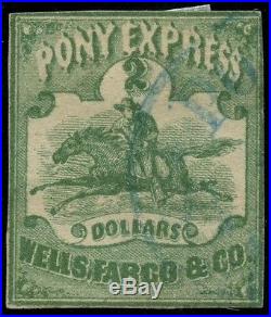 #143L4 $2 GREEN PONY EXPRESS USED With PF CERT (ONLY 7-8 KNOWN) CV $4,500 WLM3503