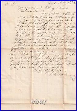 1837 Greece New York m/s crop report sent to Benjamin Hodge, Nurseryman, Buffalo