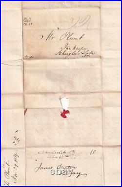 1839 New York TURNED RE-USED STAMPLESS LETTER Albany to Schuylers Lake to Albany
