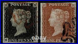 1840 1d Black Pl 1b KC 4m Matched With Rare 1d Red State 2 VFU Cat. £750.00