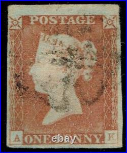 1841 1d Red Pl 12 AK 4m STATE THREE Very Good Used Cat. £275.00