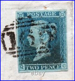 1841 Sg 14 spec ES11ea 2d blue from plate 3 in state 2 (Q C) Cat £300 scarce