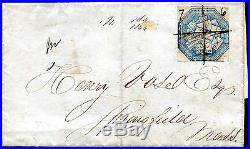 1844 U. S. A. Ols Boston To Springfield With Hale & Co Local Cut Square, Used