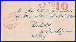 1846 PLESSIS NY fancy oval cancel & PAID in arc 1pg SP Shaver ltr to Detroit