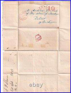 1846 PLESSIS NY fancy oval cancel & PAID in arc 1pg SP Shaver ltr to Detroit