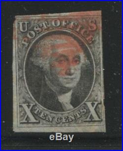1847 US Stamp #2 10c Used F/VF Orange Cancel Catalogue Value $1100
