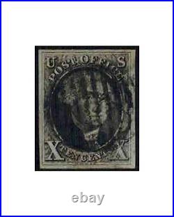 1847 US Stamp #2 A2 10c Used Vertical Lines Cancel Catalogue Value $1,700