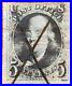 1847 US Stamp SC #1 5c Benjamin Franklin Pale Brown CV$350
