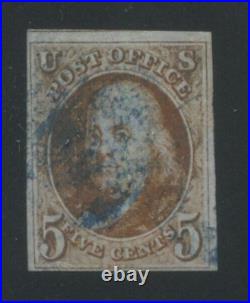 1847 United States 5¢ Benjamin Franklin Postage Stamp #1 Used Certified 50735