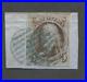 1847 United States 5¢ Benjamin Franklin Postage Stamp #1 Used on Cut Corner