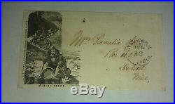 1850s Hutchings CA Miner Panning Gold Panning Illustrated Stampless NY 5ct MI