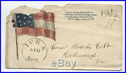 1860s Iuka Miss confederate stampless patriotic cover damaged y5231