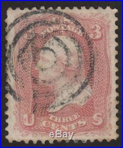 1861 US, 3c stamp, Used, George Washington, Sc 64 Deep pink, VF / XF centering