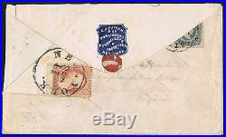 1862 c CSA Turned Cover with 3c Sheet Marginal and 10c Blue Civil War Rare