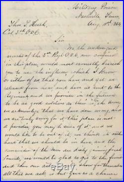 1864 CIVIL WAR 5TH OVC Deserters NASHVILLE TENN. MILITARY PRISON LETTER/COVER VG