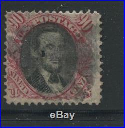 1869 US Stamp #122 90c Used Average Faint Cancel Faults Catalogue Value $1700