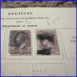 1873 Us Department Of Justice And Navy Department Stamps Lot On Album Page