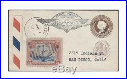 1877 Jhind India Postal Stationery on 1930 US First Flight Cover with US sc c11