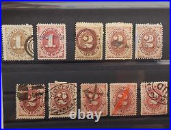 1879 Us Postage Due Sc #j1/j5, J15/j19, J22/j26, J4/j18 Lot Of 18 Stamps -used