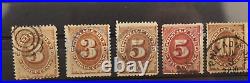 1879 Us Postage Due Sc #j1/j5, J15/j19, J22/j26, J4/j18 Lot Of 18 Stamps -used