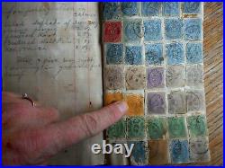 1881 ANTIQUE HANDWRITTEN ledger Nebraska Farmer Iceland & US 1 & 2 cent stamps
