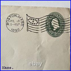 1898 Boston Cover With 13 Stars And Stripes Flag Cancel Backstamped Stonehaven