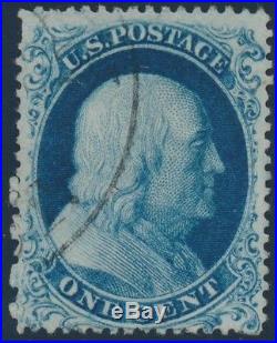 #19 1¢ BLUE 1857 TYPE Ia VF+ USED (APP.) WITH PSE CERT CV $9,000 WL8802