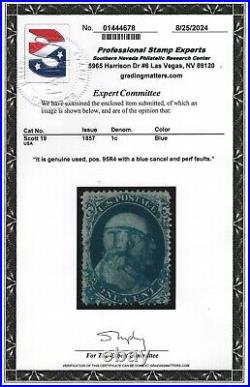 19 VF RARE used neat blue cancel PSE cert nice color cv $ 10000! See pic