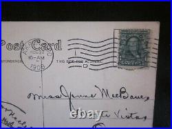 1908 CANCELLED US POST CARD With1 CENT GREEN BEN FRANKLIN STAMP #300