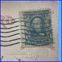 1909 Benjamin Franklin US 1 Cent Stamp On Post Card