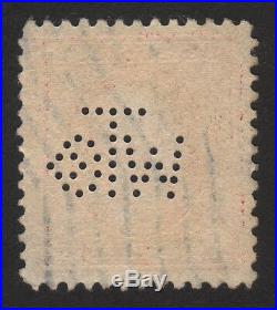 1909 US, 2c stamp, Used, George Washington, XF Jumbo Perfin, Sc 358