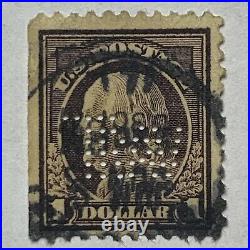 1912-1917 Franklin $1 U. S. Stamp With Trav Perfin