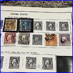 1914-1919 George Washington & Benjamin Franklin Us Stamps Lot On Album Pages #61