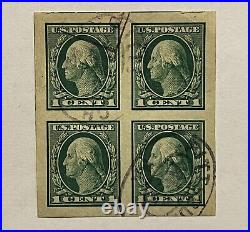 1916 U. S. Imperf Stamps Block #481 With 2 Different Pittsburgh Cancels