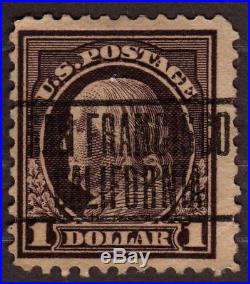 1917 US, 1$ stamp, Used, Benjamin Franklin, Sc 518b San Francisco Pre cancel