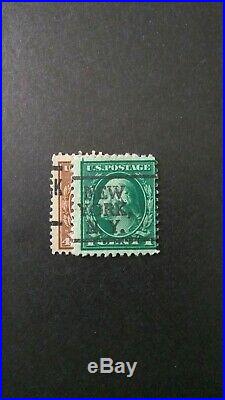 1922 1cent Dark Green, G. Washington, Scott # 544 Rotary, Perf11 Double Print