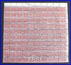 1930 J 78, RARE $5.00 Postage Due full Sheet Of 100 US Stamps Used. SOME FAULTS