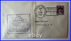 1932 Greetings Old Ironsides Cachet Cover Us Frigate Constitution DC To Ny