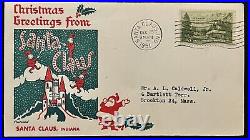 1933 Cover & Souvenir Card Christmas Greetings From Santa Claus, Indiana Cachet