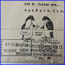 1935 Cover From Little America Antarctica Official Penguins Cachet To Chicago