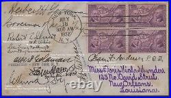 1937 N. W. Territory Sc 795 block, 7 rare & famous signatures, to Viola Wunder