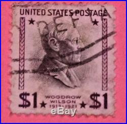 1938 Woodrow Wilson $1 United States Postage Stamp / Miscancelation Stamp