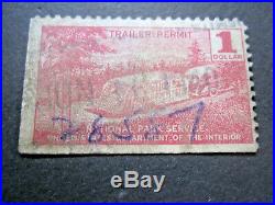 1940 RVT2 $1 Nat'l Park Trailer Permit Tax Revenue Stamp Yosemite rare date cxl
