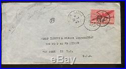 1945 US Fleet French Naval Airmail Correspondence Cover R. F. Overlay Stamp #CM6