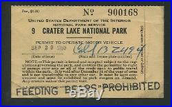 1950 United States Trailer Permit Stamp #RVT2 Crater Lake National Park Oregon