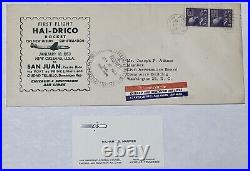 1953 Hai-drico Rocket 1st Flight Cover Business Card San Juan Puerto Rico To DC