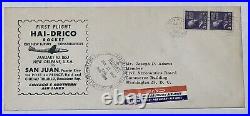 1953 Hai-drico Rocket 1st Flight Cover Business Card San Juan Puerto Rico To DC